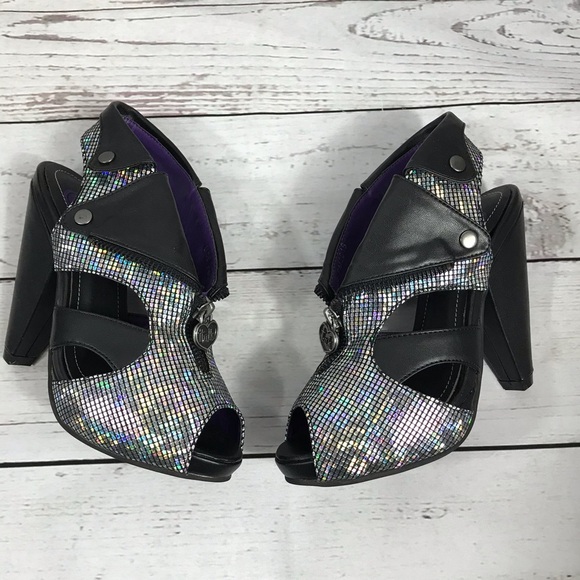 TUK Dazzle Moto Jacket Rocket Slingback High Heels - Picture 3 of 9